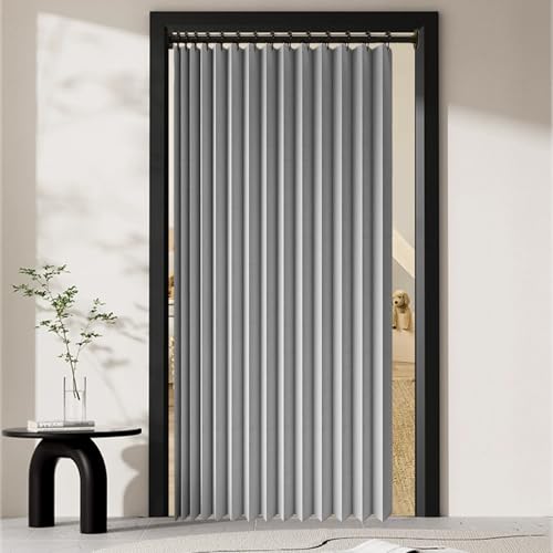 Design accordéon occultant gris de 120x175 cm à fixation aimantée - 2