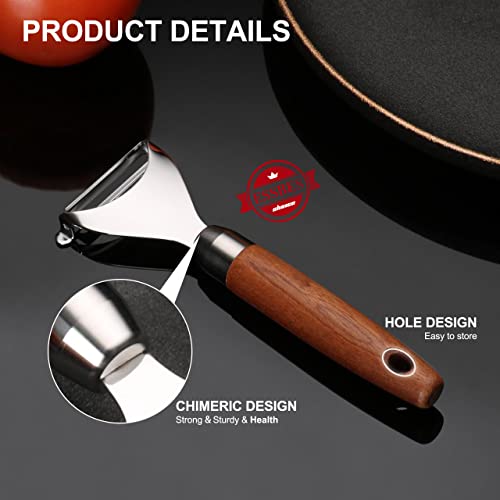 Essbes Fruit And Vegetable Peeler-Stainless Steel Material + Sapele Solid Wood Handle Potato Peeler Hand, Cloth Wheel Mirror Polishing Process Food Scraper Tool, Suitable For Vegetables And Fruits #TOP2