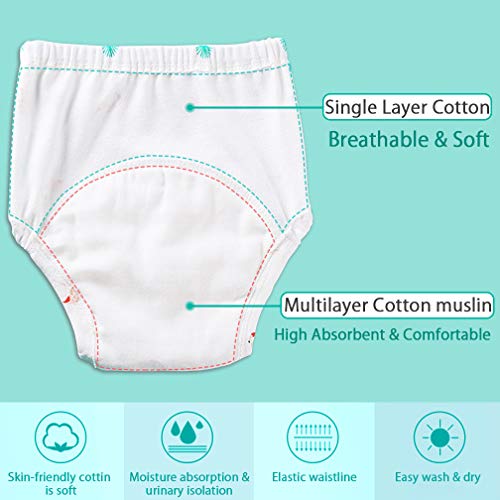 6 Pack Training Underwear For Baby, Maveek Toddler Potty Training Pants For Boys & Girls Reusable Waterproof, Cute Pattern Rainbow Animal Fish Orange, Child Underpants Panties 12 Month/18 Months/2-6T #TOP2