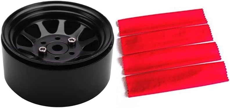 2 Set RC Car Part: 1 Set Dust Proof Shock Absorber Cover Guard & 1 Set Metal Alloy 1.9 Beadlock Wheel Rims - (Color: Blue)