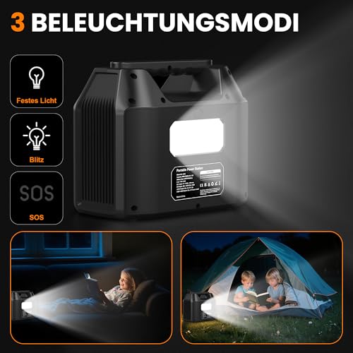 SinKeu 96Wh Tragbare Powerstation mit Solarpanel 40W, 30000mAh LiFePO4-Akku Solargenerator mit 230V 150W AC Steckdose/12V DC/USB, Notstromversorgung für Camping, Picknicks, Garten, Notfälle