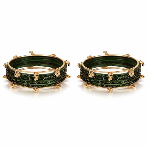 Image of Shining Diva Fashion 16 Pcs Trendy Stylish Glass & Kashmiri Ghungroo Bangles Set for Women & Girls | Traditional Festive Wedding Party Jewellery