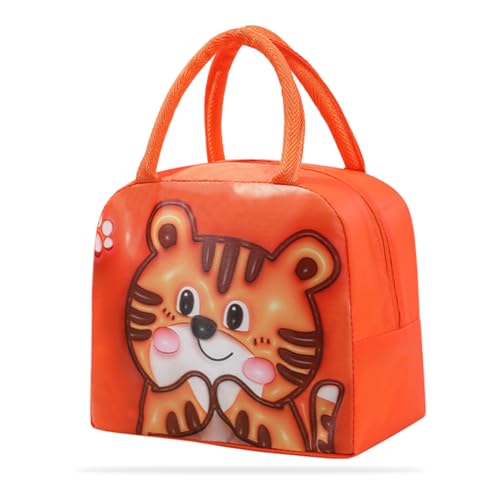 Image of Kraptick Compact & Stylish Design Printed Tiffin Bag for Children Insulated Lunch Bag for Kids Perfect Leakproof Keeps Hot and Cold Lunch Bag for School (Orange Tiger)