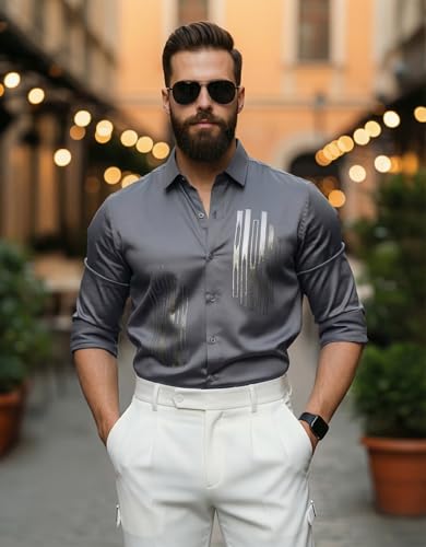 Image of IndoPrimo Men's Stylish Satin Shirt for Party and Casual Wear - Exclusive Designer Full Sleeve Shirt for Men - Pilar