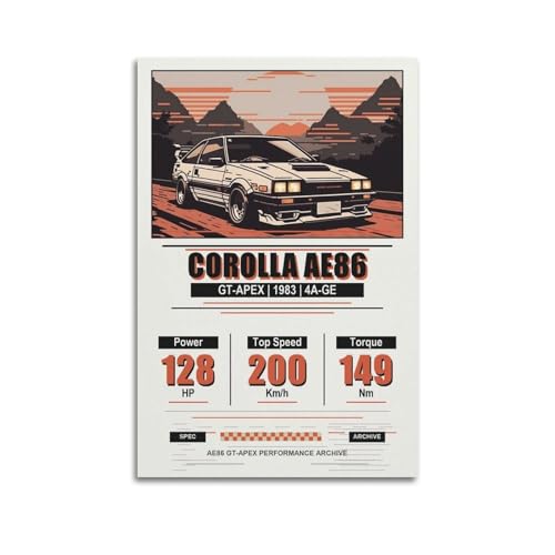 Toile JDM Corolla AE86 GT Apex - Poster de course premium pour décoration murale
