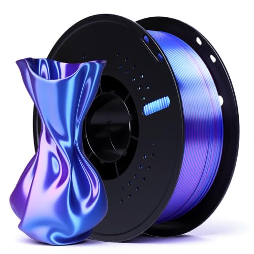 QFOUR 3D Printer Filament, 1.75mm Pla Printing Filament, 1kg(2.2 lbs), Dual Color Shiny Slik, FDM Compatible, Deep Blue 