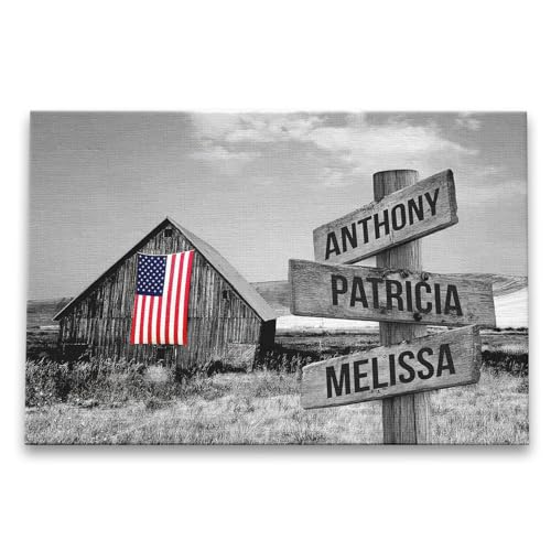 Dem Canvas Personalized Family Canvas, American Barn, Personalized Street Signs