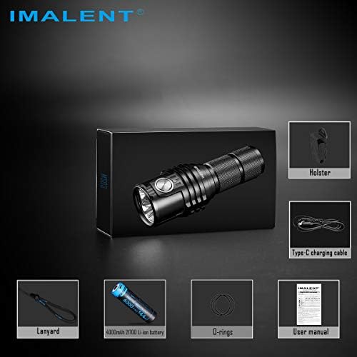 IMALENT MS03 Tactical Flashlight Super Bright EDC 13000 Lumens Torch -Use 3 Pcs CREE XHP70 2nd LEDs High Lumens Handheld Flashlight -for Camping, Hiking, Security and Emergency