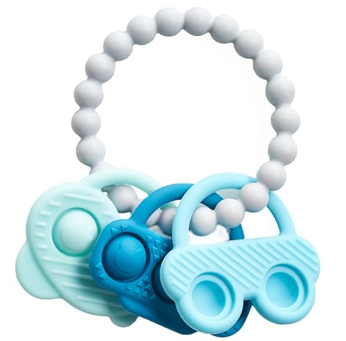Image of KUB Teething Toys 3-12 Months, Baby Teethers, BPA Free Soft and Textured Silicone Teethers for Babies Blue