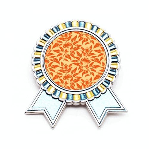 Broche médaille orange florale en métal, le cadeau idéal pour femme élégante