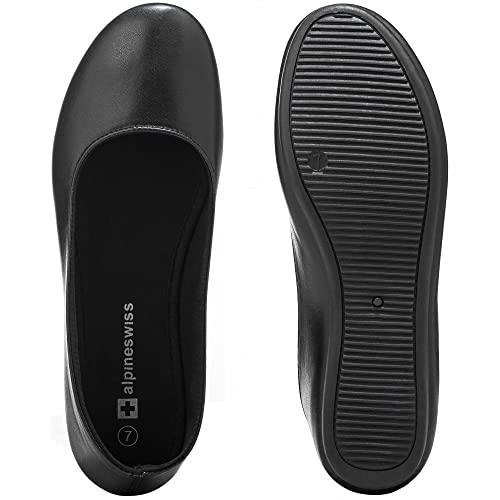 Alpine Swiss Womens Black Leather Pierina Ballet Flats 7 M Us #TOP3