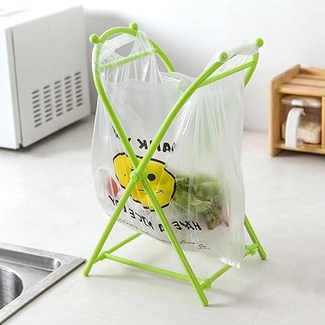 Trash Bag Holder for Kitchen Folding Storage Rack Garbage Bag Holder Rack Wide Opening Random Color