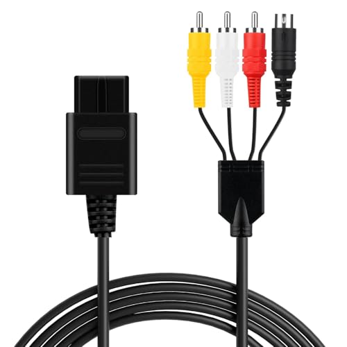5.9FT S Video RCA AV Cable Compatible with N64 / SNES/NGC, S-Video Audio Cable Compatible with Nintendo 64 / Gamecube/Super Nintendo