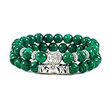 TTNDstore 2pcs/set Buddha Beads Bracelet For Women Men Black Lava Onyx Tiger Eyes Stone Bracelets Charm Bangles Buddhism Bileklik Jewelry-16351, Green Malachite