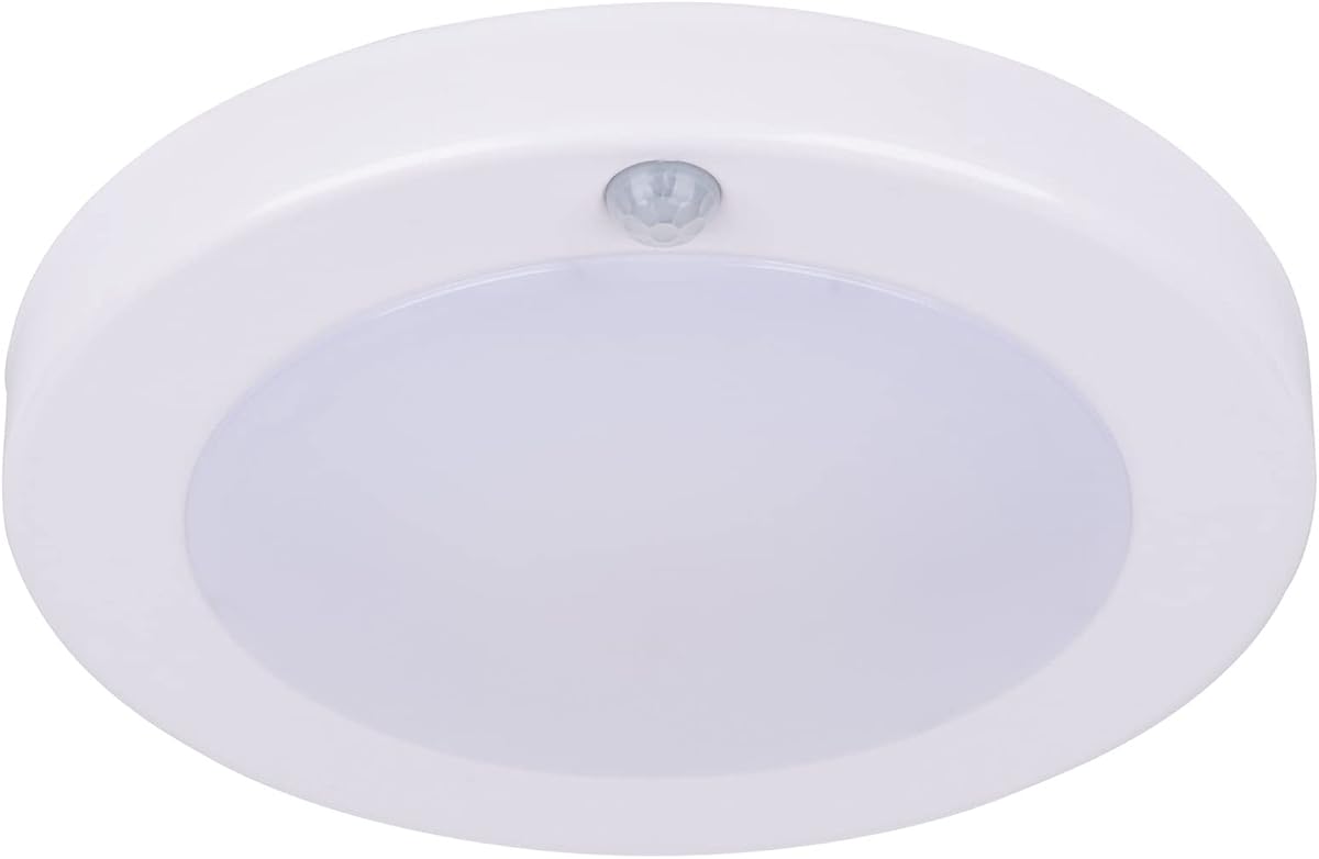Motion Sensor Ceiling Light, Rust-Proof, Hardwired, 6.2 Inch | Motion Activated LED Flush Mount for Entrance, Hallway, 10.5W, 800 Lumen, Anti-Rust Galvanized Housing, 5000K, White, 1 Pack