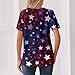 Women Button V Neck Casual Loose Fit Tops 4th of July Star and Stripe Shirts Short Sleeve Flag Printed Blouse