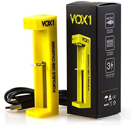 Vaping Outlaws VOX1 18650 Universal Rechargeable Battery Charger – IMR/Li-ion Micro USB Vape Battery Charge for SMOK Species Aspire Uwell Nunchaku 2 Kits - Quick Charging Universal Travel Charger