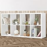 Fencer Wire 13-Inch Storage Organizer Shelf, Extra Thick Exterior Edge, Open Bookcase Divider, 6-8-9 Cube, Rustic Grey Oak and White