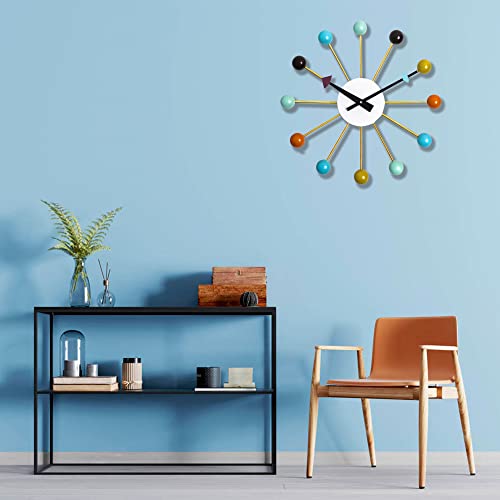 Aurtem Mid Century Wall Clock Replica George Nelson Ball Clock For Retro Modern Decor Multicolor 20" #TOP7