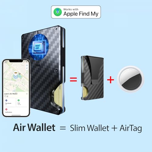 Air Mens Wallet with Built-in AirTag Chip, Works with Apple Find My (iOS Only), Track Your Wallet, Slim Minimalist Wallet for Men, RFID Wallet for Men, Credit Card Holder (Carbon Fiber)2