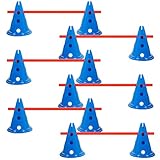 Glimin Dog Agility Hurdle Cone Set Dog Agility Course Backyard Set with Height Adjustable Include 12 Cones 6 Rods Training Equipment for Pet Obstacle Course Outdoor Games(Blue, Orange)