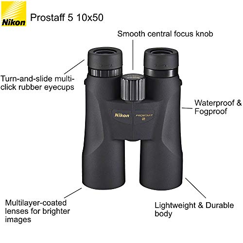 41U5g2KKrHL Nikon 7572 Prostaff 5 10x50 Binoculars, Black Bundle with Nikon Lens Pen and Lumintrail Cleaning Cloth - Image 4