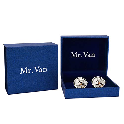 Mr.van Watch Movement Cufflinks Silver Vintage Steampunk For Men's Father's Day Deluxe Gift #TOP5