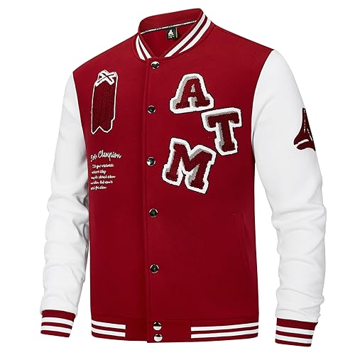 ANOTWENER Men's Varsity Jacket Vintage Baseball Button Jackets Long Sleeve with Letters Casual Coats for Men2