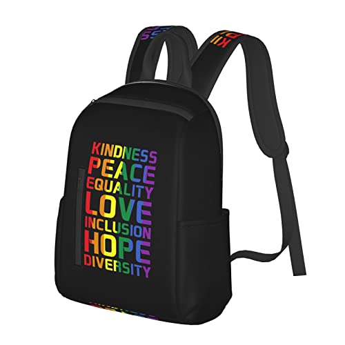 Sderdzse Kindness Equality Love Lgbtq Rainbow Gay Pride Ally Backpack Casual Shoulder Daypack Lightweight Travel Backpack For Men Women #TOP1