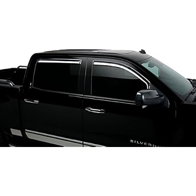 Putco Element Chrome Window Deflectors Fits Chevy Silverado/GMC Sierra 2014-2019 Crew Cab - Set of 4 - in Channel Install