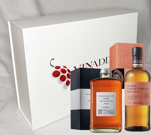 VINADDICT Caja de regalo de whisky Nikka: Nikka Coffey Grain y Nikka From the Barrel 500 mililitros