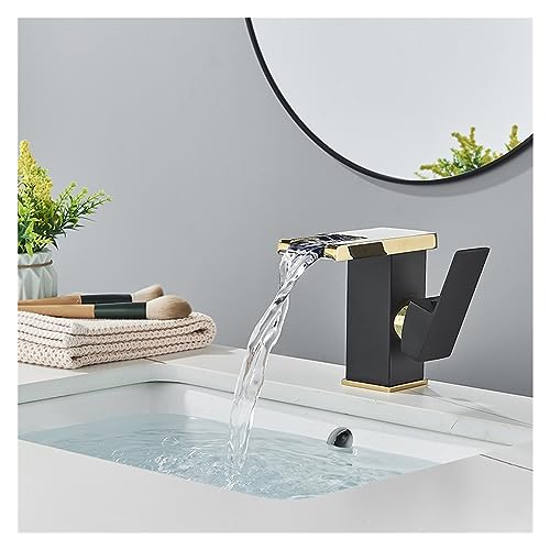 Robinet de bassin noir LED pour laver les mains sans piles grand format