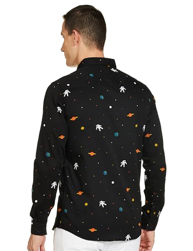 Image of The Indian Garage Co Men Slim Fit Abstract Printed Full Sleeves Spread Collar Casual Shirt
