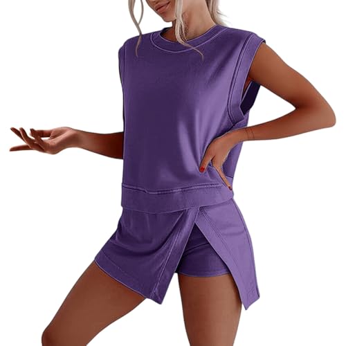 Short d'été sans manches pour femme couleur pure style moderne et fluide