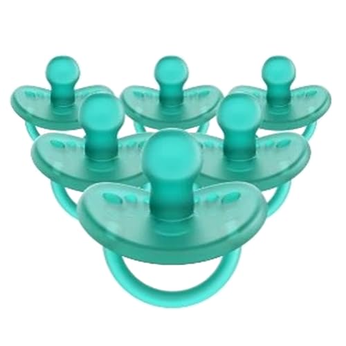 Image of Evenflo Feeding Balance Plus Stage 1 Cylindrical Baby, Newborn and Infant Pacifier - Developed with Pediatric Feeding Specialists - Aqua - 0 to 6 Months (Pack of 6)