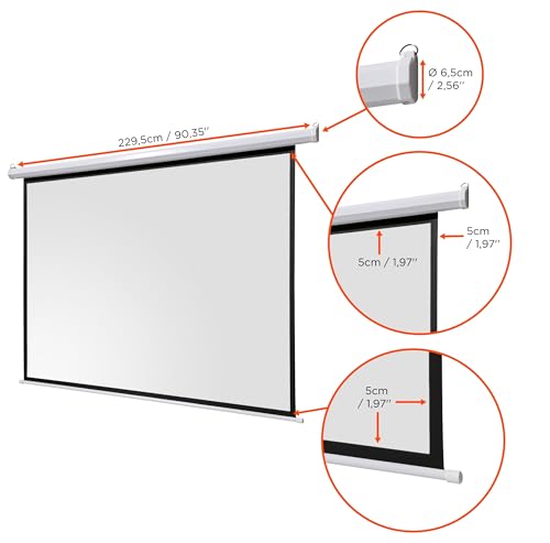celexon Basic Motor-Leinwand 110 | 200x200 cm 1:1 | elektrische Full-HD 4K Beamer-Leinwand f&uuml;r Heimkino oder B&uuml;ro-Pr&auml;sentationen | geeigent zur Deckenmontage oder Wandmontage | inkl. Fernbedienung