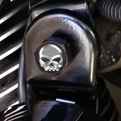 Black Billet Horn Cover Mounting Nut Kit for Harley - Chrome G Skull Black H035 Style-9856-3368