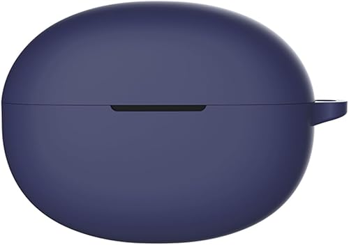 Miniatura 3 de DAYJOY - Juego de 2 fundas protectoras de silicona suave compatibles con auriculares Realme Buds Air 5, funda protectora con llavero (negro y azul)