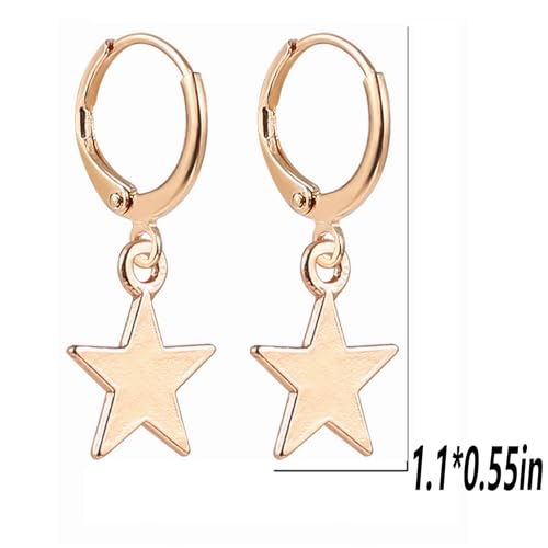 Image of Smiley Face Earrings Huggie Hoop Y2K Preppy Happy Lightning Bolt Heart Star Small Dangle Colorful Gold White Red Pink Yellow Blue Jewelry