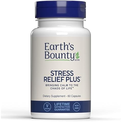 Earth's Bounty - Stress Relief Plus - 60 Vegetarian Capsules - All Natural Formula - Stress Support & Mood Enhancing Supplement - Promotes Calmness Cover