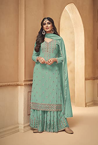 Alamara Fashion Pakistani Indian Georgette with Embroidery Work Salwar Kameez Palazzo Suit Ready to Wear3
