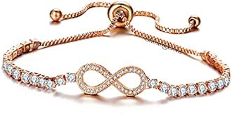 Shining Diva Fashion Latest Stylish Austrian Crystal Rose Gold Charm Bracelet for Women