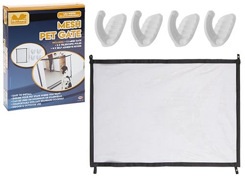 PMS 879041 Portable Mesh Pet Gate: Ideal for Household Use White, 7 Pieces, Mesh Magic Pet Dog Gate for Doorways Stairs - Image 3