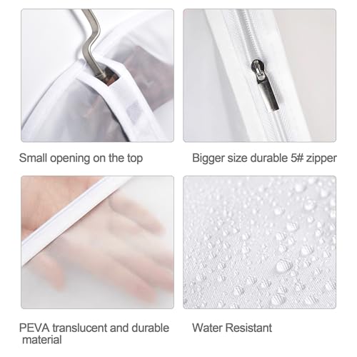 Garment Bags for Hanging Clothes Breathable Suit Bag (Set of 12) Covers with Zip PEVA Clothes Cover Bags Coat Waterproof Dress Cover Bags for Wardrobe Storage and Travel for Suits, Gowns-24'' x 40''3