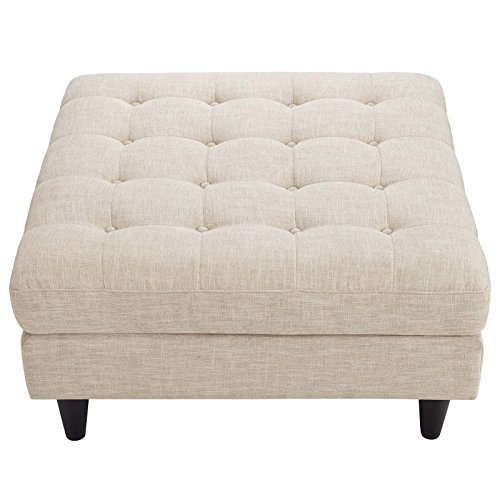 Modway Empress Mid-Century Modern Upholstered Fabric Large Ottoman, Beige #TOP2