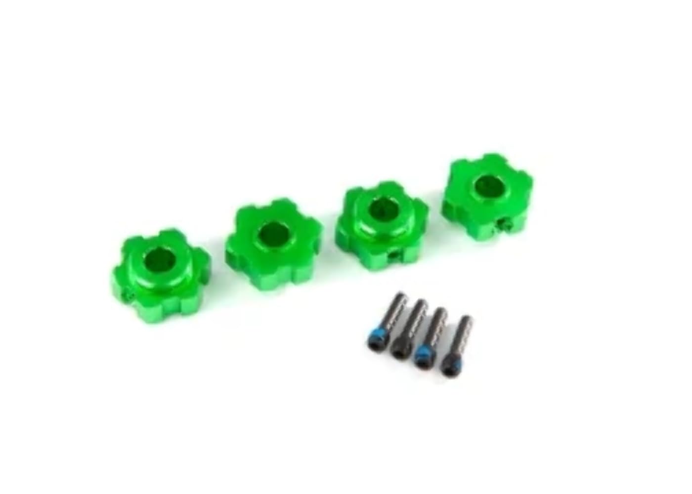 はる Traxxas Wheel hubs, hex, Aluminum (Green-Anodized) (4)/ 4x13mm