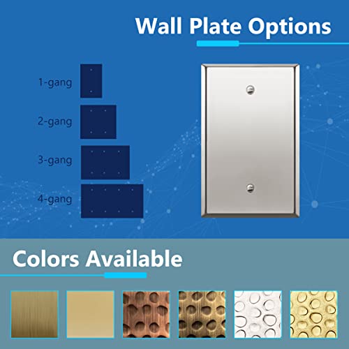 Image of LIDER Blank Metal Wall Plate, Stainless Steel Blank Outlet Cover, Corrosion Resistant, Mid-Size 1-Gang 4.88 inch x 3.11 inch, 201 Stainless Steel, LMWP-01M-PC, Polished Chrome