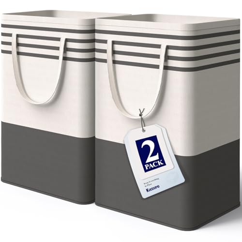 Kitsure Laundry Hamper - 2-Pack Collapsible Laundry Baskets with Well-Stitched