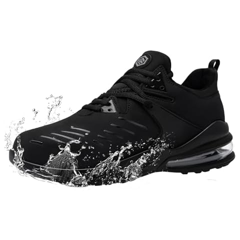 LARNMERN Steel Toe Shoes for Men Waterproof Slip Resistant Work Sneakers Athletic Durable Lightweight Comfortable Water Resistant Indestructible Construction Tennis Air Cushion(9 Men, Black) Cover