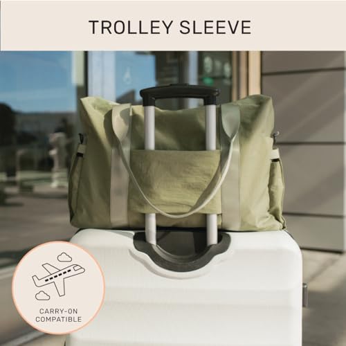 Image of Jadyn Austin Carry-On Travel Duffel Bag for Women, 18 inch Weekender Bag with Laptop Sleeve, Durable Material, and Trolley Sleeve, Ideal for Work, Gym, and Overnight Trips, Dusty Green, 23L